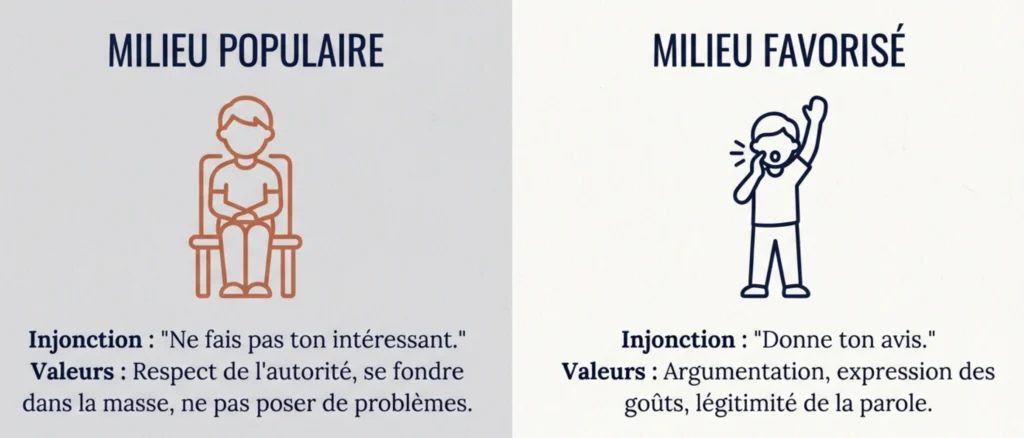 Malentendu culturel à l'école entre codes des milieux populaires et codes des milieux favorisés